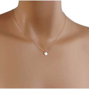 Tiny Rose Gold Initial Necklace, Dainty Monogram Charm Trendy Jewelry, Bridesmaid Gifts, Flower Girl...