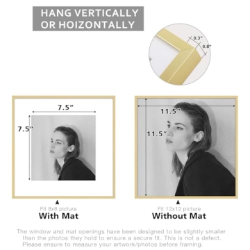 Gold 12x12 Aluminum Picture Frame with Real Glass - Golden State Art