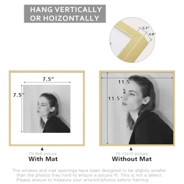 Gold 12x12 Aluminum Picture Frame with Real Glass - Golden State Art