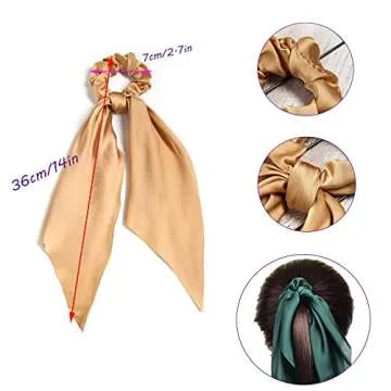 SUSULU Hair Scarf Scrunchies for Women - Satin Hair Ties Plain Hair Bobbles Solid Color Fabric Scrun...