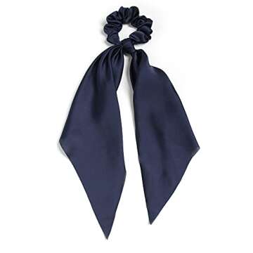 SUSULU Hair Scarf Scrunchies for Women - Satin Hair Ties Plain Hair Bobbles Solid Color Fabric Scrunchy Elastic Hair Ties with Bow Ponytail Holders Hair Accessories Pack of 8pcs