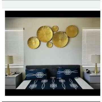 Decorlives Round Sunburst Metal Wall Art | Modern Metal Wall Hanging Décor Sculpture for Living Roo...