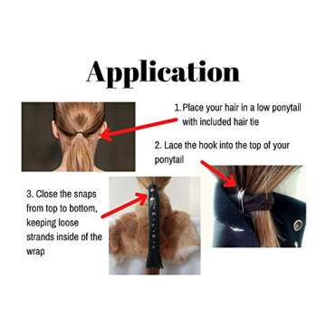 Black Leather Hair Wrap for Biker Helmet - Made in USA