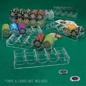 Brybelly Poker Chip Tray Set | 10 Durable Clear Trays