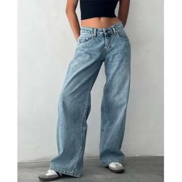 Y2K Wide Leg Denim Pants for Women | Casual Vintage Style
