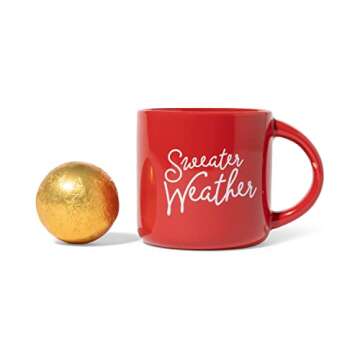 Thoughtfully Gifts, Hot Chocolate Bomb Gift Set, Includes Sweater Weather Ceramic Mug and Milk Chocolate Hot Cocoa Bomb Filled with Mini Marshmallows