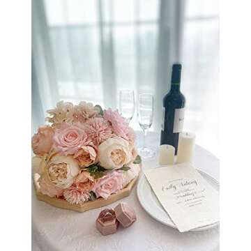 FACINOC Peonies Artificial Flowers Pink Silk Roses Bulk for DIY Wedding Bouquet Bridal Shower Decorations Fake Floral Arrangements Party Table Centerpieces Home Decor Indoor Blush Peach Box 20pcs