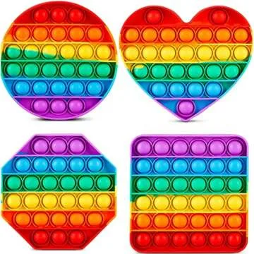 Multipurpose Rainbow Pop it Fidget Toy 4 Pack - Stress Relief & Fun