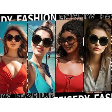 FEISEDY Oval Oversized Trendy Sunglasses Women Men Stylish Retro Big Frame Vacation Sun Glasees UV400 Protection B0017