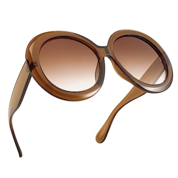 FEISEDY Oval Oversized Trendy Sunglasses Women Men Stylish Retro Big Frame Vacation Sun Glasees UV400 Protection B0017