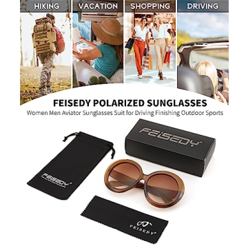 FEISEDY Oval Oversized Trendy Sunglasses Women Men Stylish Retro Big Frame Vacation Sun Glasees UV400 Protection B0017