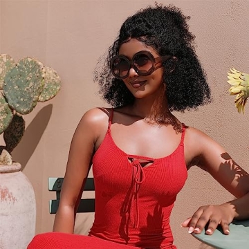 FEISEDY Oval Oversized Trendy Sunglasses Women Men Stylish Retro Big Frame Vacation Sun Glasees UV400 Protection B0017