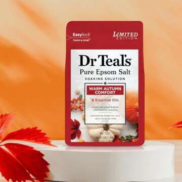 Dr Teal's Warm Autumn Comfort Pure Epsom Salt Soak, 3 lbs Each | 2 Pack of Limited Edition Fall Scent (Autumn)