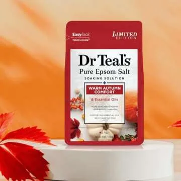 Dr Teal's Warm Autumn Comfort Pure Epsom Salt Soak, 3 lbs Each | 2 Pack of Limited Edition Fall Scent (Autumn)