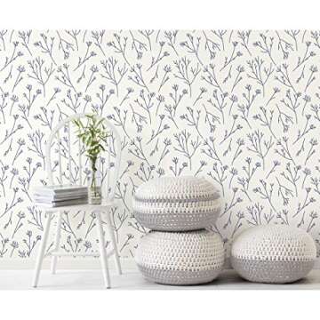 RoomMates Navy and White Twigs Peel and Stick Wallpaper