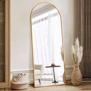 Antok Full Length Mirror, 58"x18" Floor Mirror Freestanding, Floor Standing Mirror Full Body Mirror with Stand for Bedroom, Hanging Mounted Mirror for Living Room Cloakroom, Gold