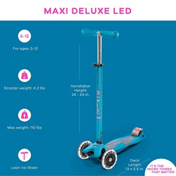 Micro Maxi Deluxe LED Scooter for Kids 5-12 with Lights