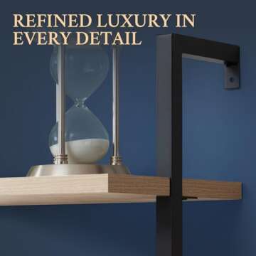 OAKHAM HOME 5 Tier Book Shelf, 73" Tall Bookshelf with Storage, Modern Bookcase with Shelves, Wall Mount Ladder Shelf with Steel Frame, Bookshelves with Rattan Cabinet for Living Room (Weathered Oak)