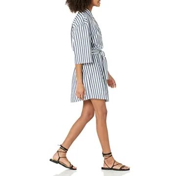 The Drop Women's Dakota Belted Mini Shirt Dress Navy/White