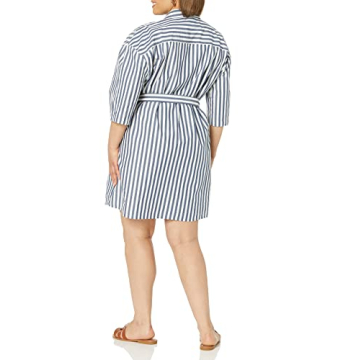 The Drop Women's Dakota Belted Mini Shirt Dress Navy/White