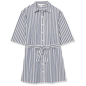 The Drop Women's Dakota Belted Mini Shirt Dress Navy/White
