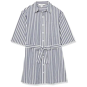 The Drop Women's Dakota Belted Mini Shirt Dress Navy/White