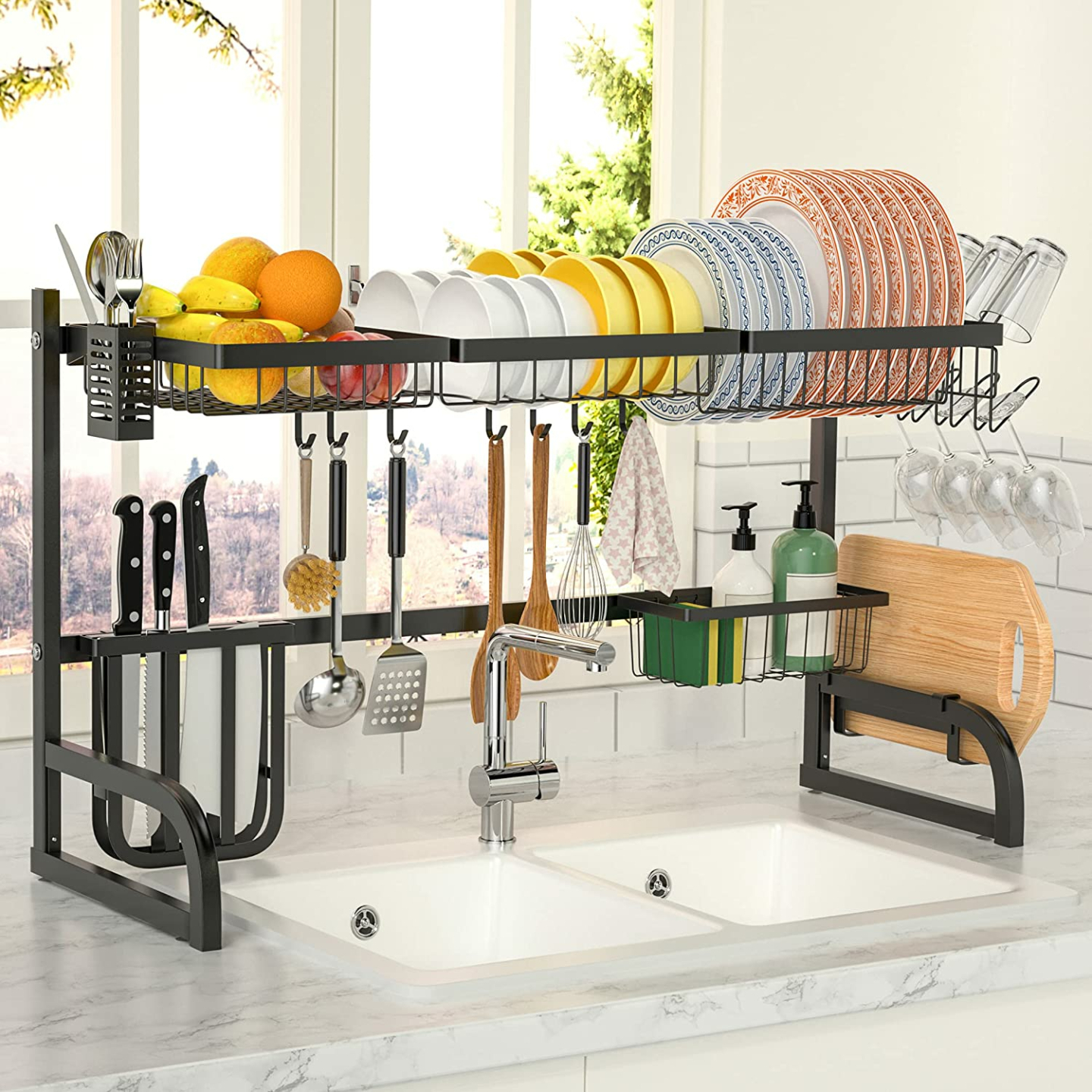 Versatile 2-Tier Dish Drying Rack for Kitchens