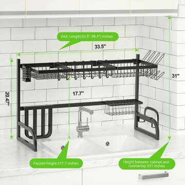 Versatile 2-Tier Dish Drying Rack for Kitchens