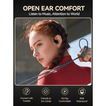 DEMICEA True Wireless Bone Conduction Earphones, OWS Open Ear Headphones with Earhooks, Bluetooth 5.3, Up to 60H Playtime with Case, IP68, AAC/SBC, for Cycling Yoga Workouts