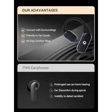 DEMICEA True Wireless Bone Conduction Earphones, OWS Open Ear Headphones with Earhooks, Bluetooth 5.3, Up to 60H Playtime with Case, IP68, AAC/SBC, for Cycling Yoga Workouts