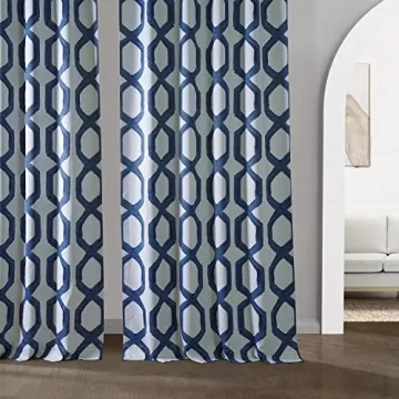 HPD Room Darkening Curtains, Rhombus Night Blue 50x96