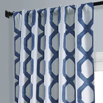 HPD Room Darkening Curtains, Rhombus Night Blue 50x96