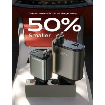 LISEN Retractable Car Charger - 69W Fast Charging