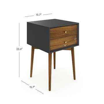 Nathan James Harper Modern Nightstand Side Accent or End Table with Storage Drawer, 1, Black/Brown