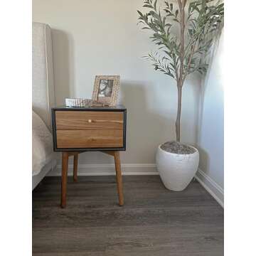 Nathan James Harper Modern Nightstand Side Accent or End Table with Storage Drawer, 1, Black/Brown