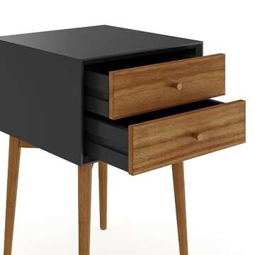 Nathan James Harper Modern Nightstand Side Accent or End Table with Storage Drawer, 1, Black/Brown