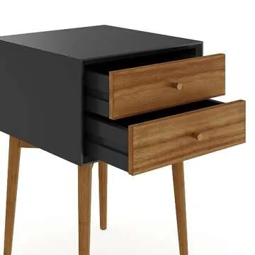 Nathan James Harper Modern Nightstand Side Accent or End Table with Storage Drawer, 1, Black/Brown