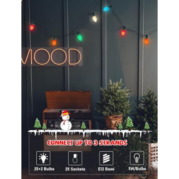Romasaty C7 Christmas Lights 25Ft for Outdoor & Indoor