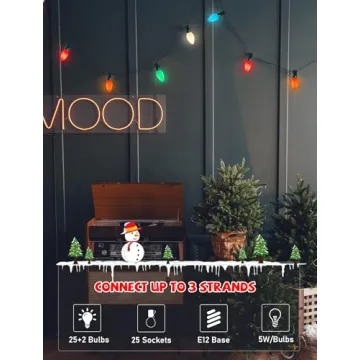 Romasaty C7 Christmas Lights 25Ft for Outdoor & Indoor
