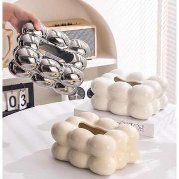 Tissue Box Cover, Ceramic Tissue Holder, Facial Tissue Box for Sink Counters, Desks, Bathroom Vanity...