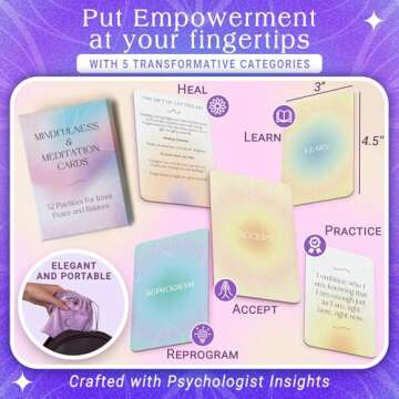 52 Somatic Therapy Exercise Cards- Mindfulness Cards for Stress Relief -Meditation Cards for Mindful Affirmations- Positive Affirmations Cards - Perfect Mindfulness and Self Care Gifts