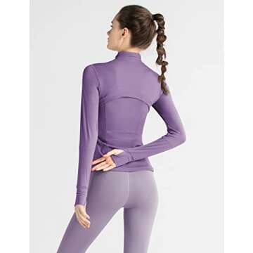 Locachy Women's Slim Fit Full Zip Athletic Running Sports Workout Jacket with Pockets Purple XS