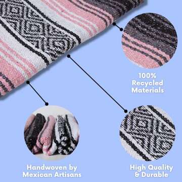 El Paso Designs Mexican Yoga Blanket | Colorful Falsa Serape | Park Blanket, Yoga Towel, Picnic, Bea...