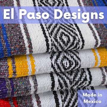 El Paso Designs Mexican Yoga Blanket | Colorful Falsa Serape | Park Blanket, Yoga Towel, Picnic, Beach Blanket, Patio Blanket, Soft Woven Saddle Blanket, Boho Home Décor (Pink and Gray)