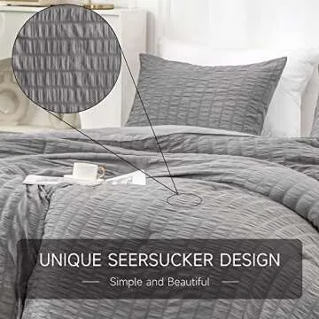 YOZEN King Seersucker Comforter Set for All Seasons
