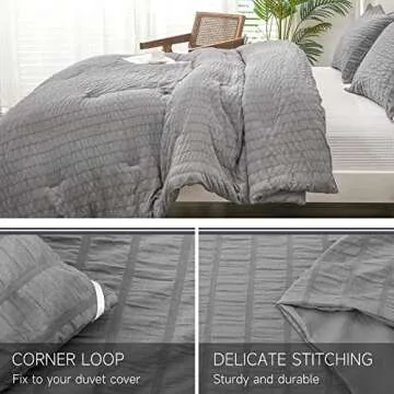 YOZEN King Seersucker Comforter Set for All Seasons
