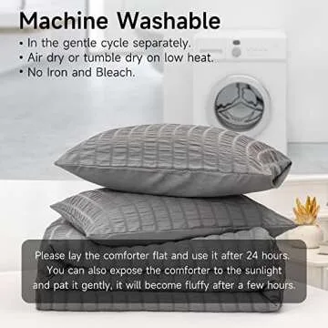 YOZEN King Seersucker Comforter Set for All Seasons