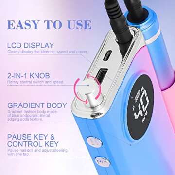 SAVILAND 40000RPM Portable Nail Drill for Home Manicures