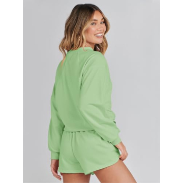 Stylish MEROKEETY Women’s Oversized Lounge Set in Mint Green