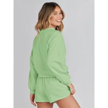 Stylish MEROKEETY Women’s Oversized Lounge Set in Mint Green